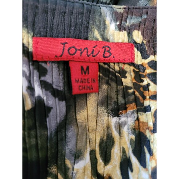 Joni B. Womens Open Front Jacket M Floral Micro Pleat Vibrant Lined Animal Print - Picture 6 of 10